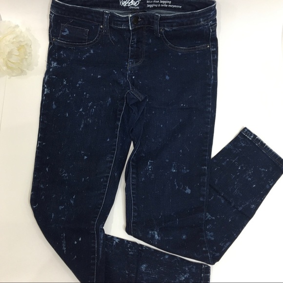 Mossino Denim Navy Blue Acid wash Mid-Rise Jeggins - Picture 2 of 7